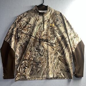 Under Armour Men 1/4 Zip Sweatshirt Mossy Oak Size Large Duck Blind Camo